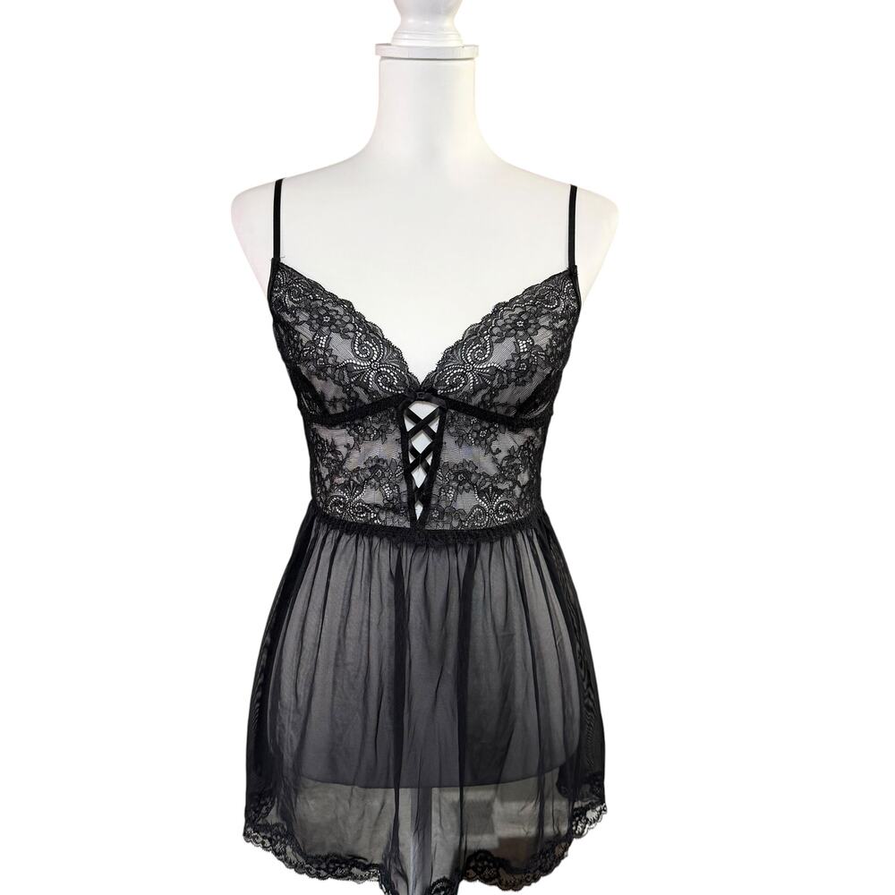 Adore Me Lace Mesh Baby Doll Lingerie Dress Size Medium